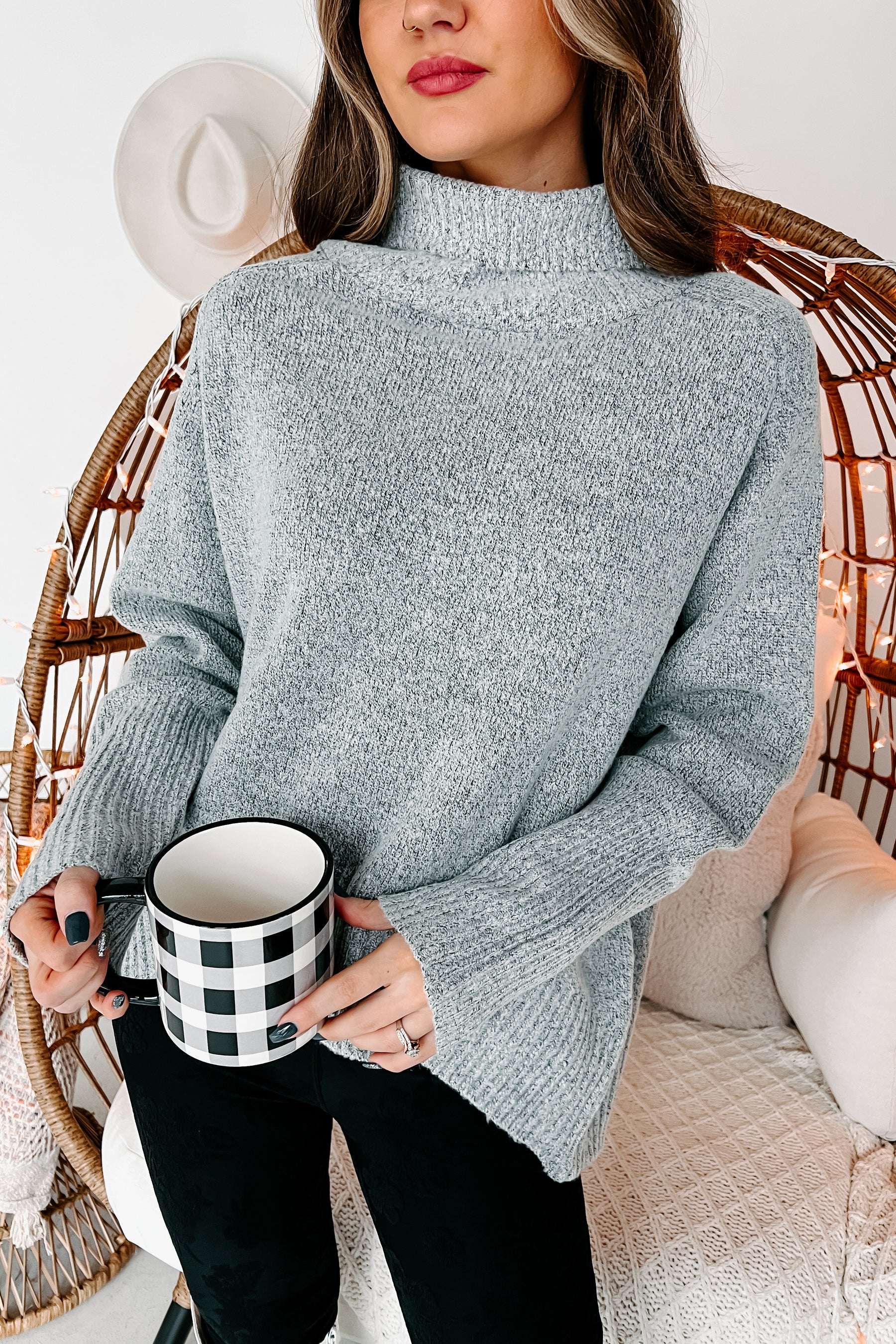Endless Snuggles Turtleneck Sweater (Heather Grey) - NanaMacs