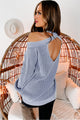 Tell You Like It Is Cold Shoulder Sweater (Light Blue) - NanaMacs