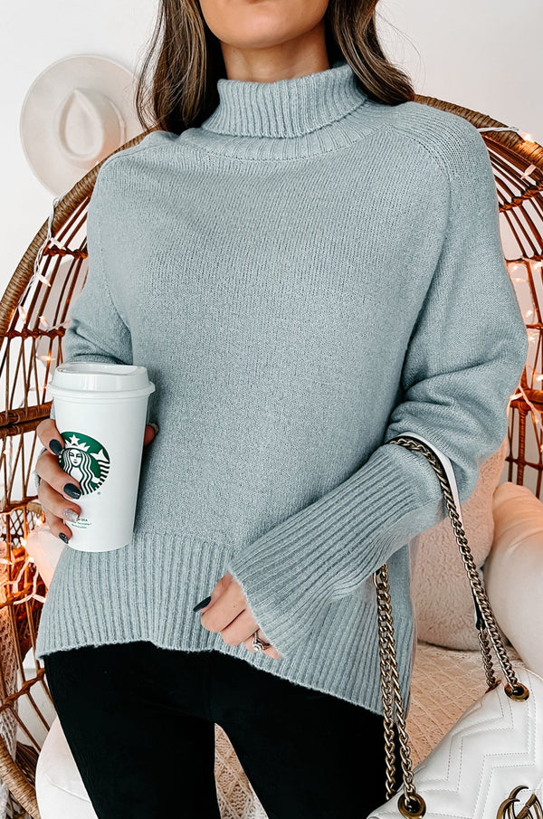 Endless Snuggles Turtleneck Sweater (Smoke Blue) - NanaMacs