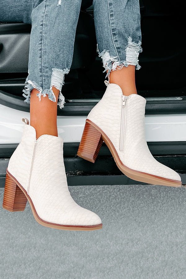 Quite The Charmer Snake Textured Booties (Ivory) - NanaMacs