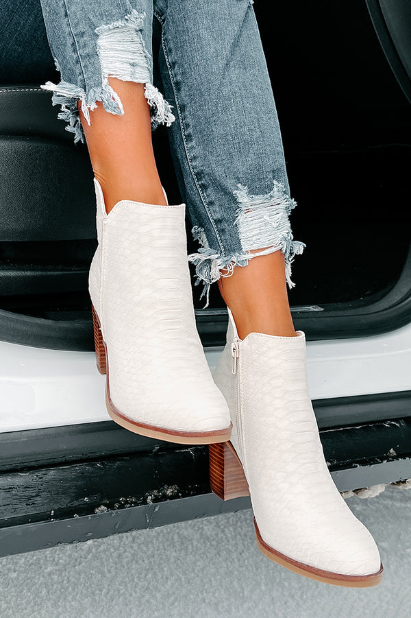 Quite The Charmer Snake Textured Booties (Ivory) - NanaMacs