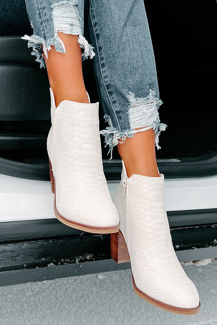 Quite The Charmer Snake Textured Booties (Ivory) - NanaMacs