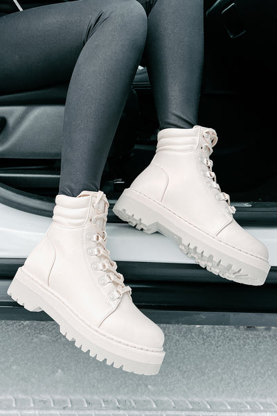 Find Me In The Mountains Lace-Up Booties (Stone) - NanaMacs