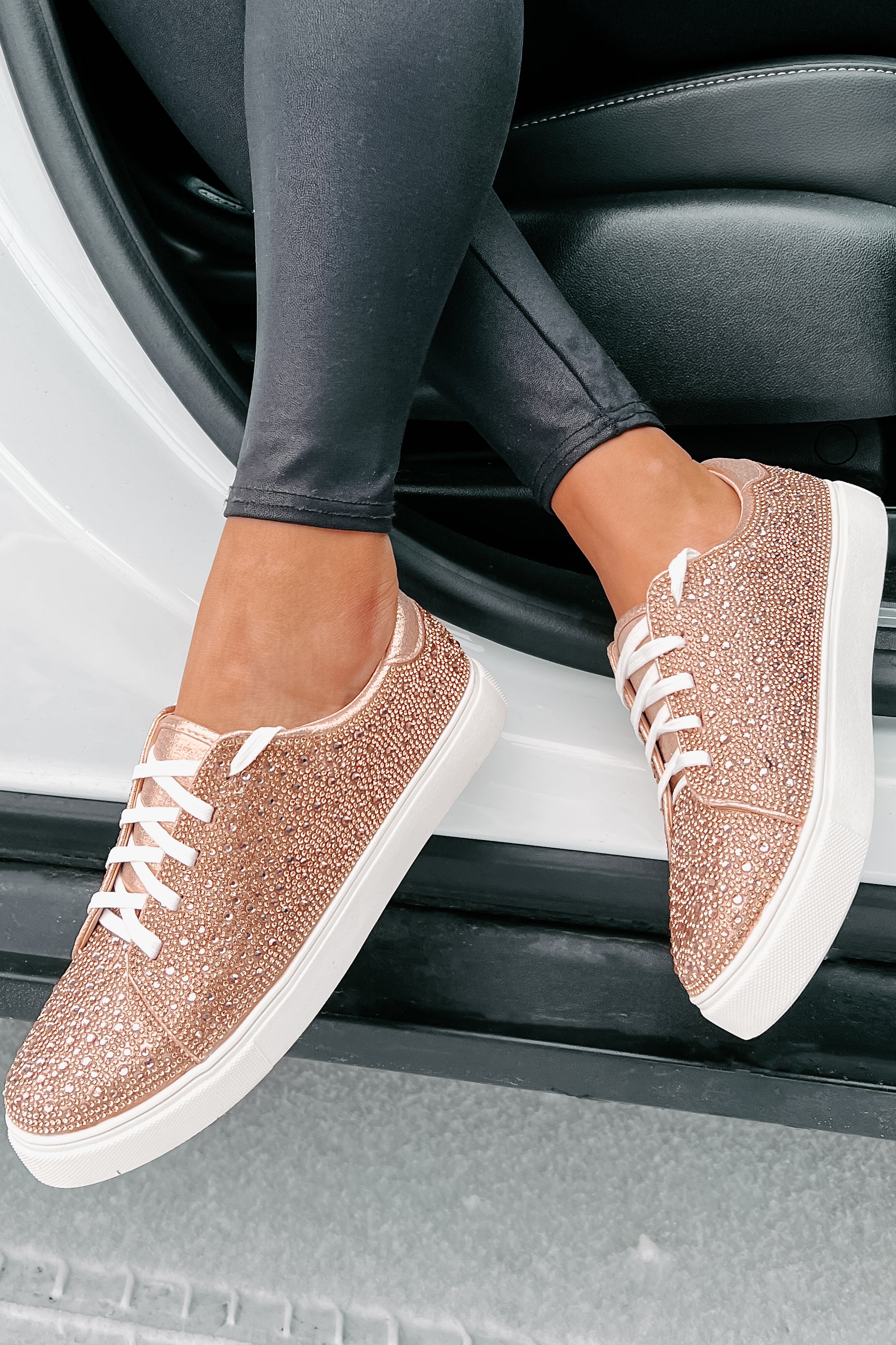 Dazzling Days Rhinestone Sneakers (Rose Gold) - NanaMacs