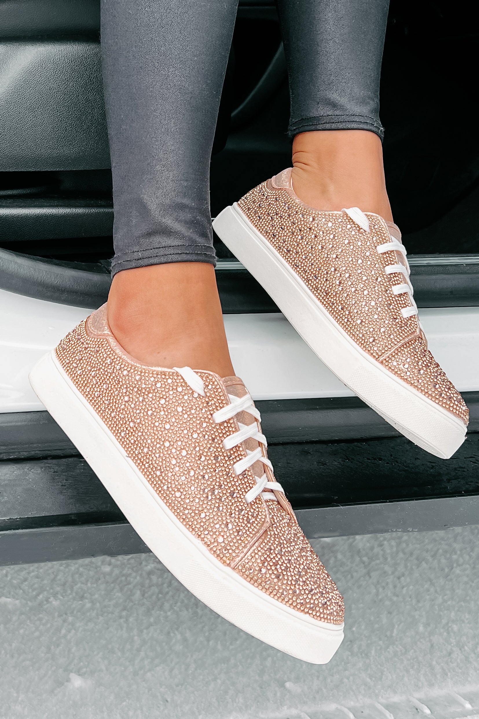 Dazzling Days Rhinestone Sneakers (Rose Gold) - NanaMacs