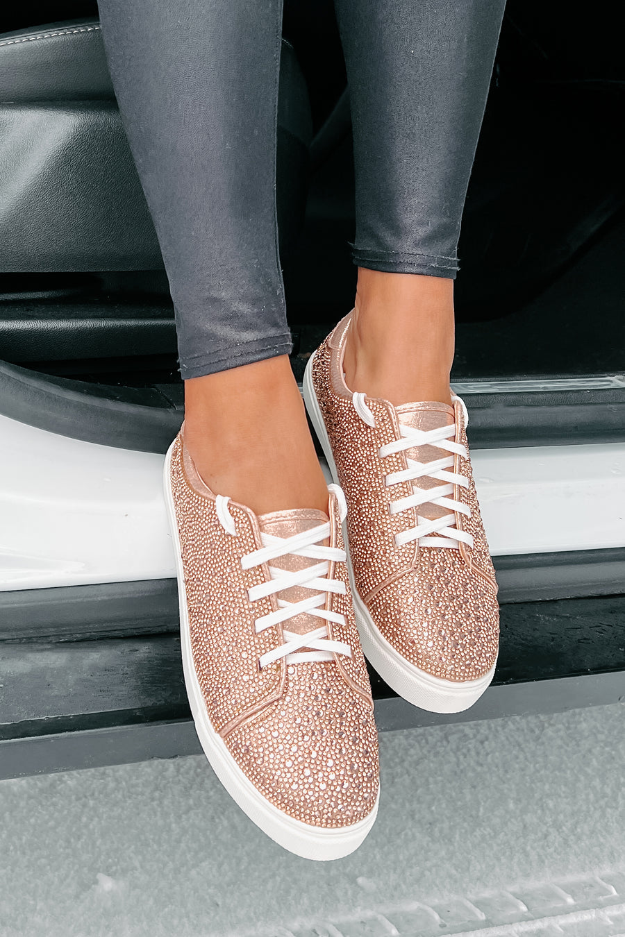 Dazzling Days Rhinestone Sneakers (Rose Gold) - NanaMacs