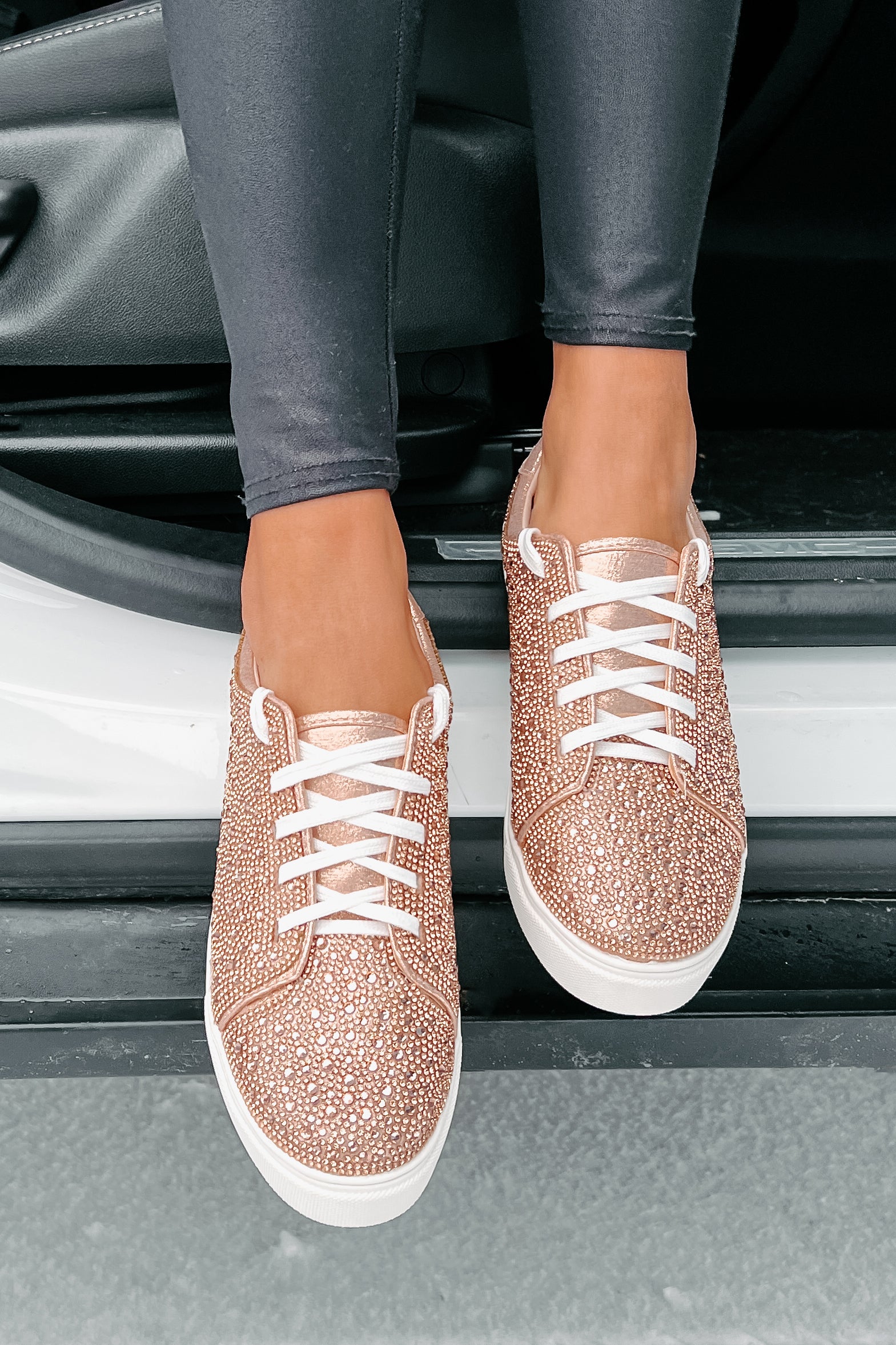 Dazzling Days Rhinestone Sneakers (Rose Gold) - NanaMacs