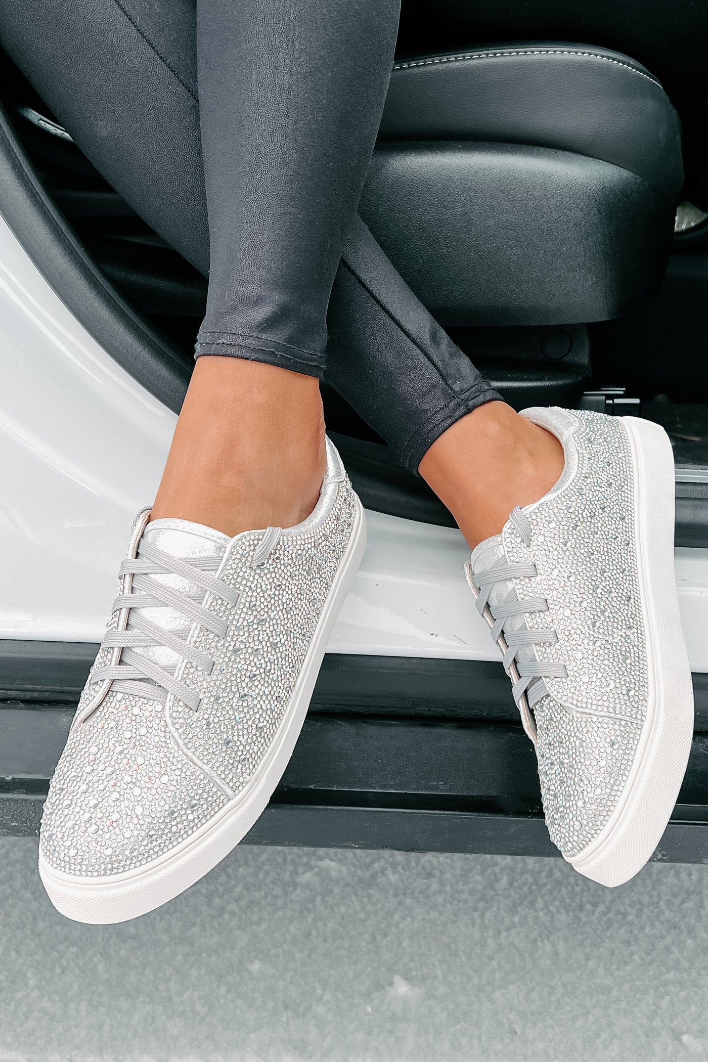 Dazzling Days Rhinestone Sneakers (Silver) · NanaMacs