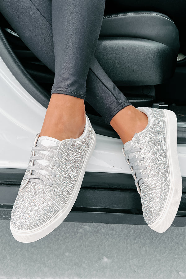 Dazzling Days Rhinestone Sneakers (Silver) - NanaMacs