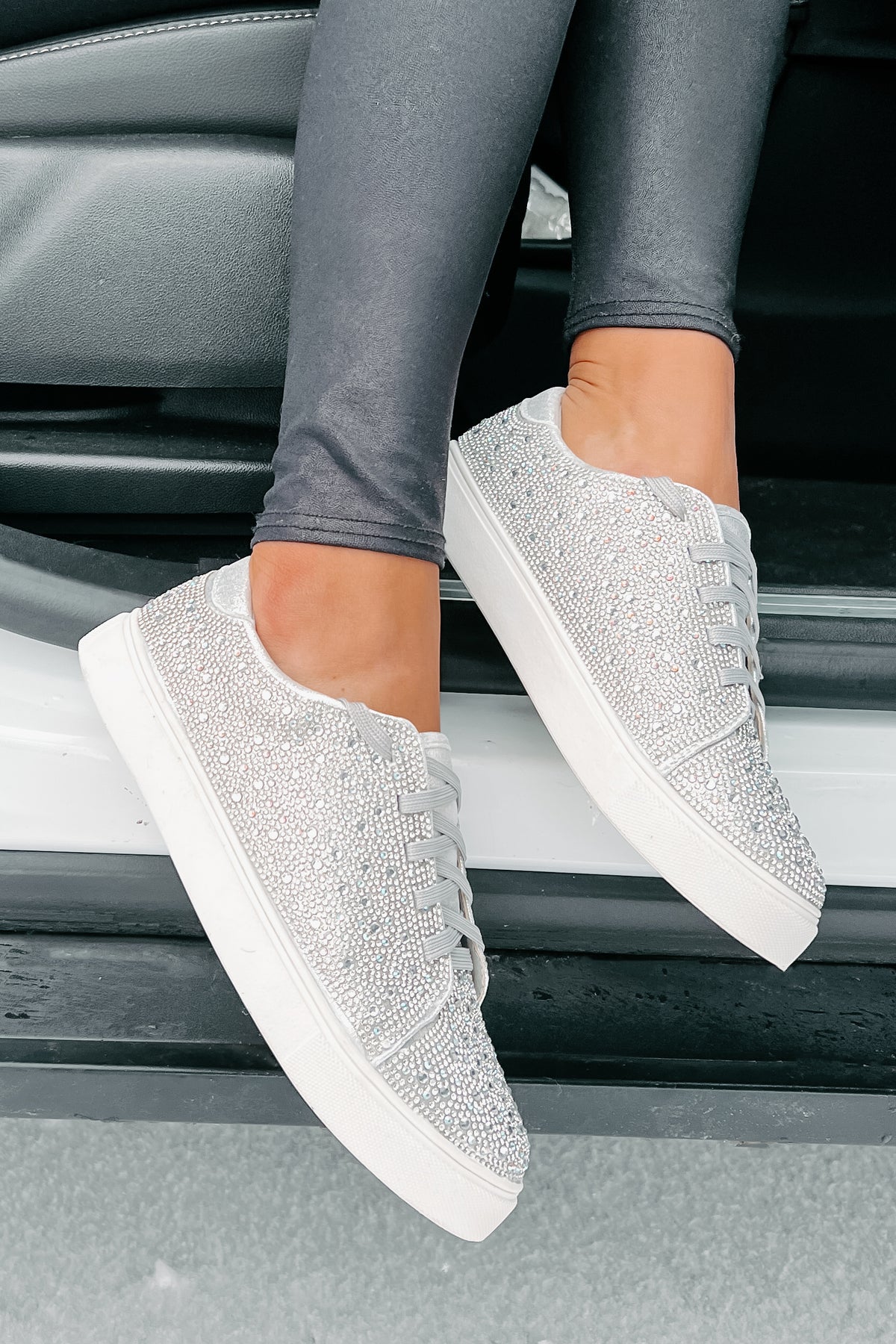 silver rhinestone sneakers