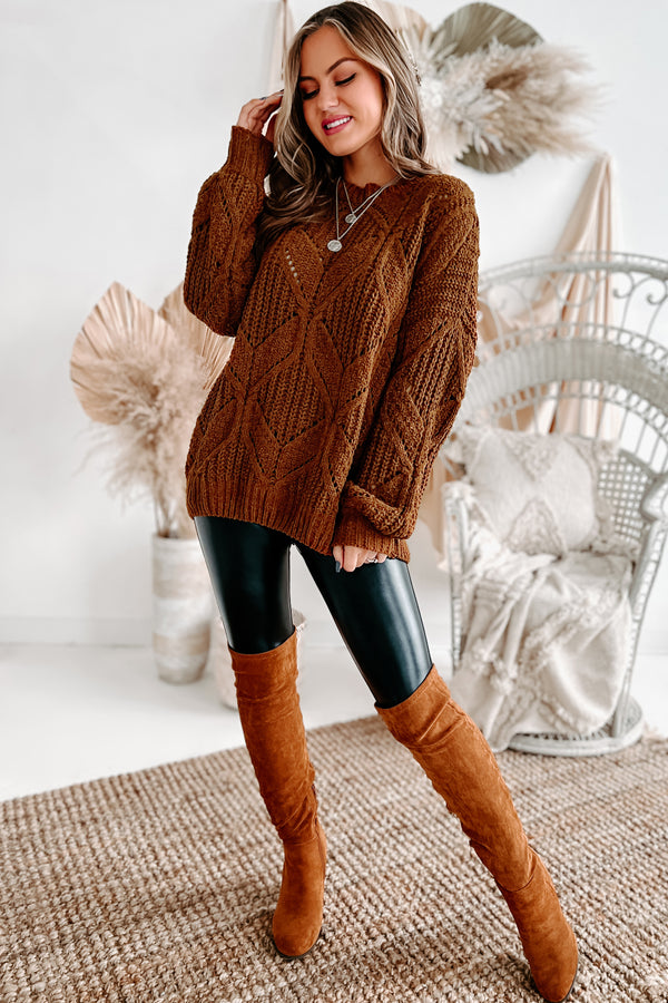 Always Together Oversized Chenille Sweater (Chocolate) - NanaMacs