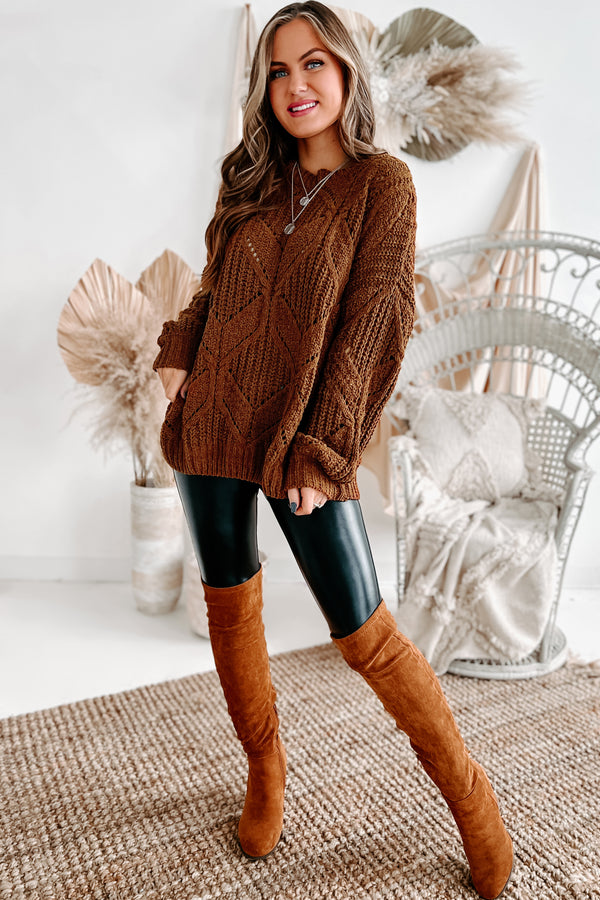 Always Together Oversized Chenille Sweater (Chocolate) - NanaMacs