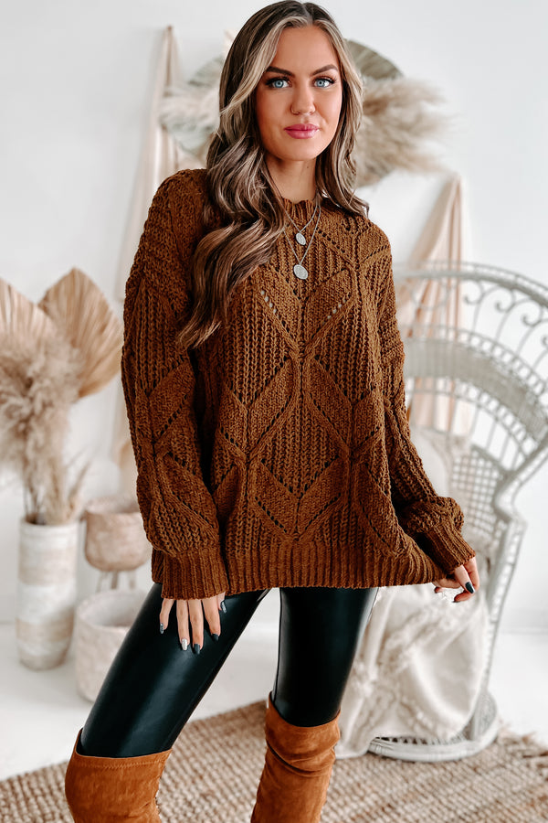 Always Together Oversized Chenille Sweater (Chocolate) - NanaMacs