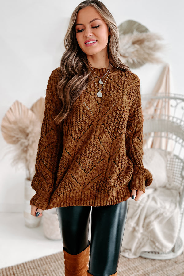 Always Together Oversized Chenille Sweater (Chocolate) - NanaMacs