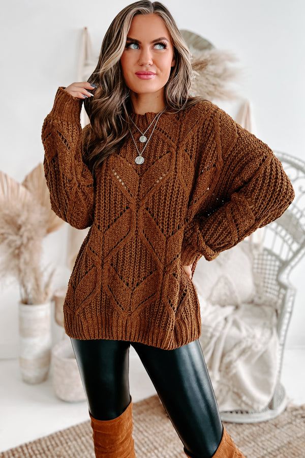 Always Together Oversized Chenille Sweater (Chocolate) - NanaMacs