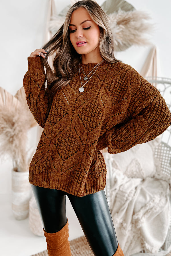 Always Together Oversized Chenille Sweater (Chocolate) - NanaMacs