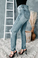Breanna Distressed Mid Rise Sneak Peek Jeans (Medium Dark) - NanaMacs