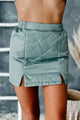 Santa Fe Sweetie Quilted Nylon Mini Skirt (Sage) - NanaMacs
