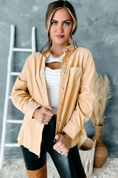 Mack Corduroy Raw Hem Button-Down (Mustard) - NanaMacs