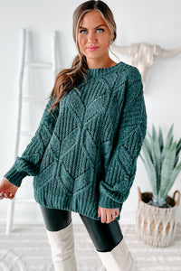 Always Together Oversized Chenille Sweater (Emerald) - NanaMacs