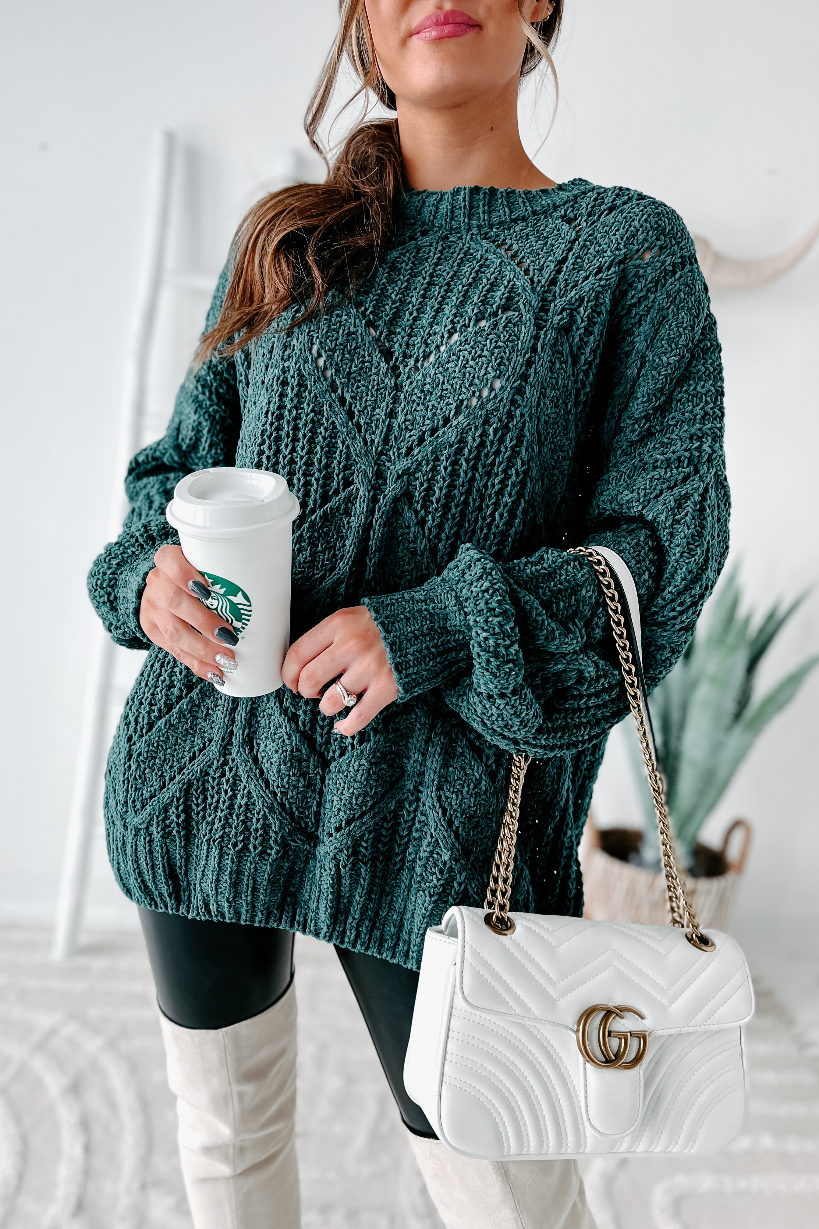 Always Together Oversized Chenille Sweater (Emerald) - NanaMacs