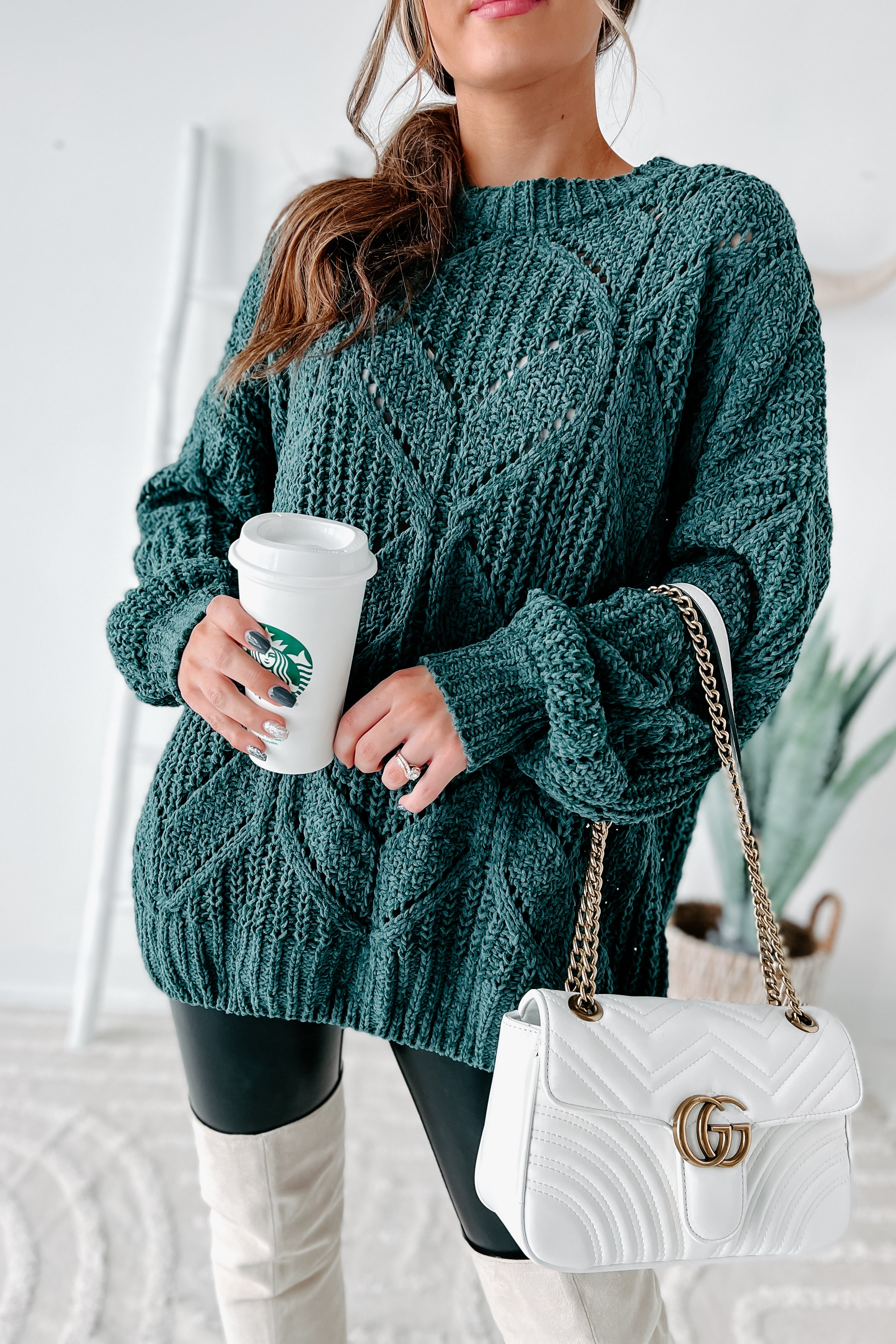 Always Together Oversized Chenille Sweater (Emerald) - NanaMacs