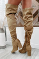 Whirlwind Of Trouble Slouchy Knee High Boots (Taupe Suede) - NanaMacs