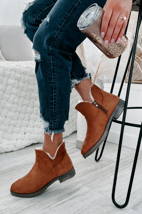 Faelyn Faux Suede Fur Lined Booties (Tan) - NanaMacs