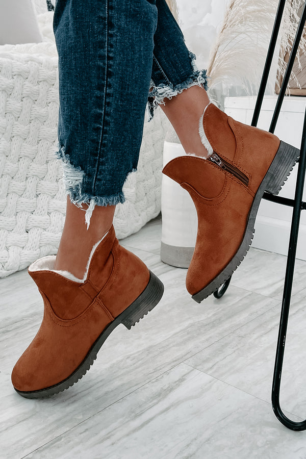 Faelyn Faux Suede Fur Lined Booties (Tan) - NanaMacs