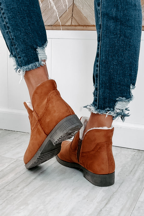 Faelyn Faux Suede Fur Lined Booties (Tan) - NanaMacs