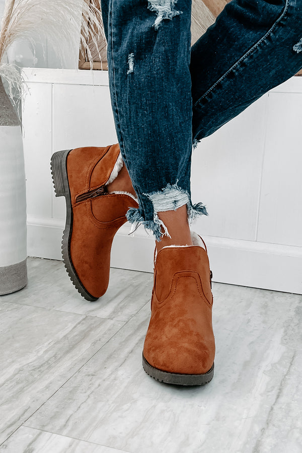 Faelyn Faux Suede Fur Lined Booties (Tan) - NanaMacs