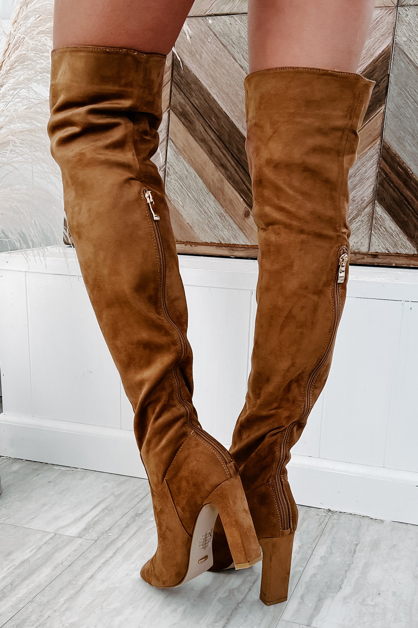 Aaliyah Faux Suede Over The Knee Billini Boots (Brown Suede) · NanaMacs
