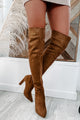 Aaliyah Faux Suede Over The Knee Billini Boots (Brown Suede) - NanaMacs