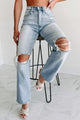Easton High Rise Cello Distressed Dad Jeans (Light Denim) - NanaMacs