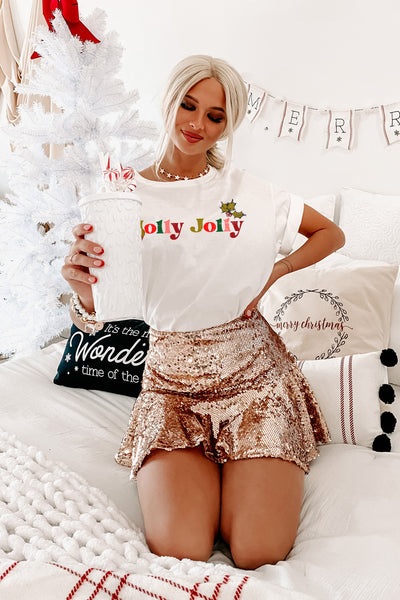 "Holly Jolly" Graphic T-Shirt (White) - Print On Demand - NanaMacs