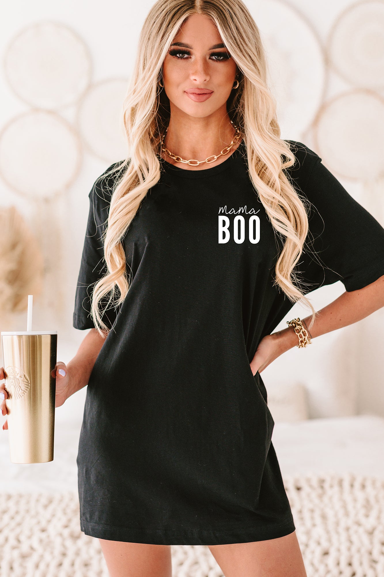 "Mama Boo" Graphic T-Shirt (Black) - Print on Demand - NanaMacs