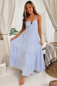 Janice Tiered Midi Dress (Baby Blue) - NanaMacs