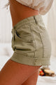 Feel The Heat High Waisted Cuffed Shorts (Olive) - NanaMacs