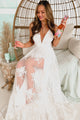 Eternal Bond Floral Velvet Mesh Maxi Dress (White) - NanaMacs