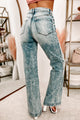 Give It To Me Straight High Rise Mineral Wash 90s Flare Kancan Jeans (Medium) - NanaMacs