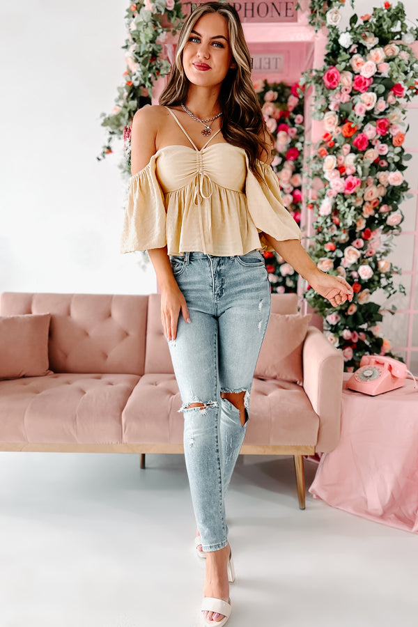 When Love Comes Along Ruched Puff Sleeve Top (Yellow) - NanaMacs