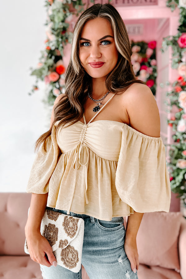 When Love Comes Along Ruched Puff Sleeve Top (Yellow) - NanaMacs