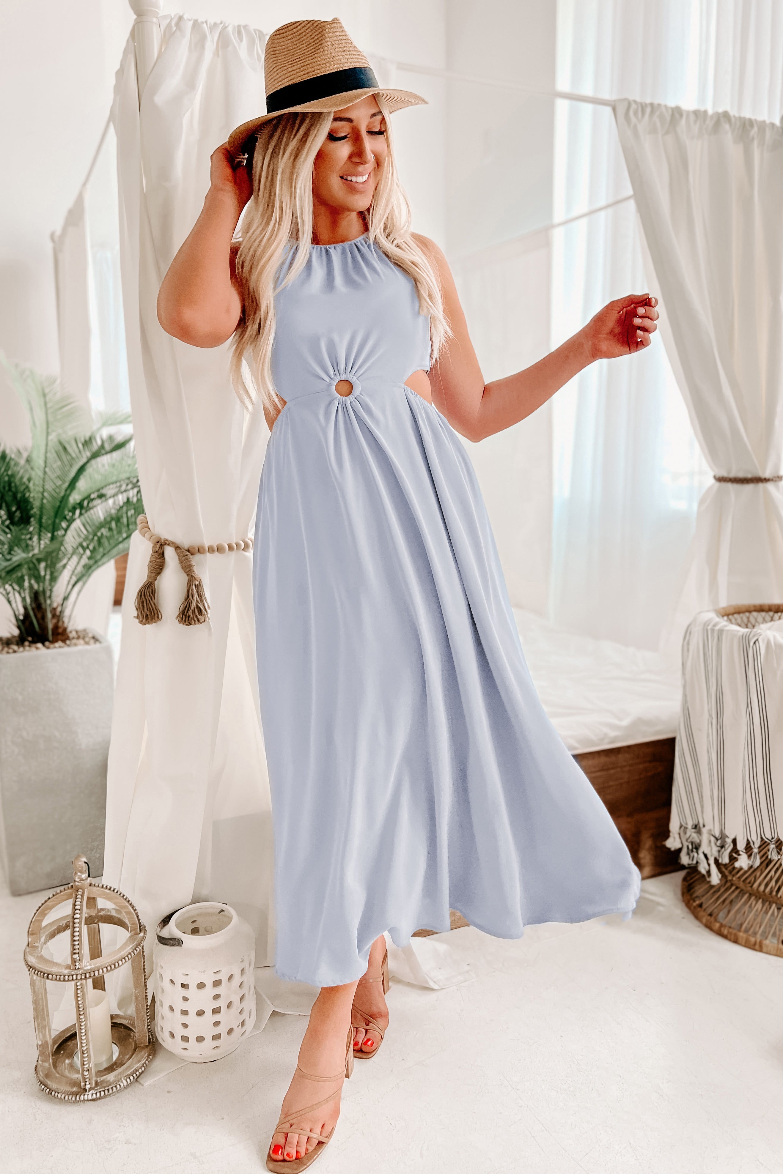 Dusty top blue maxi