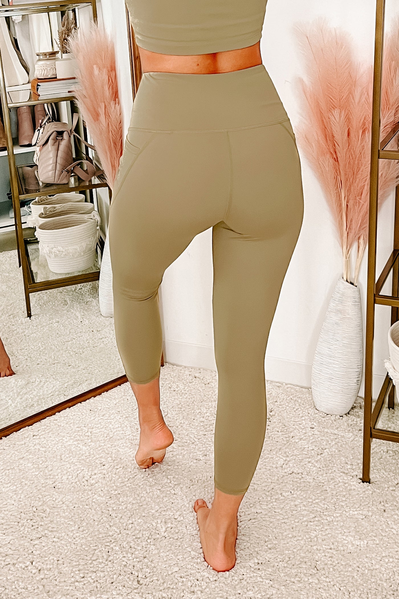 Leggings with Side Pockets Green