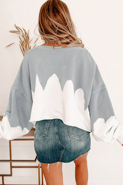 Just Wondering Cropped Bleach Dyed Pullover (Dusty Blue) - NanaMacs