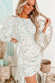 Essential Beauty Ruched Ruffle Floral Dress (Blush) - NanaMacs