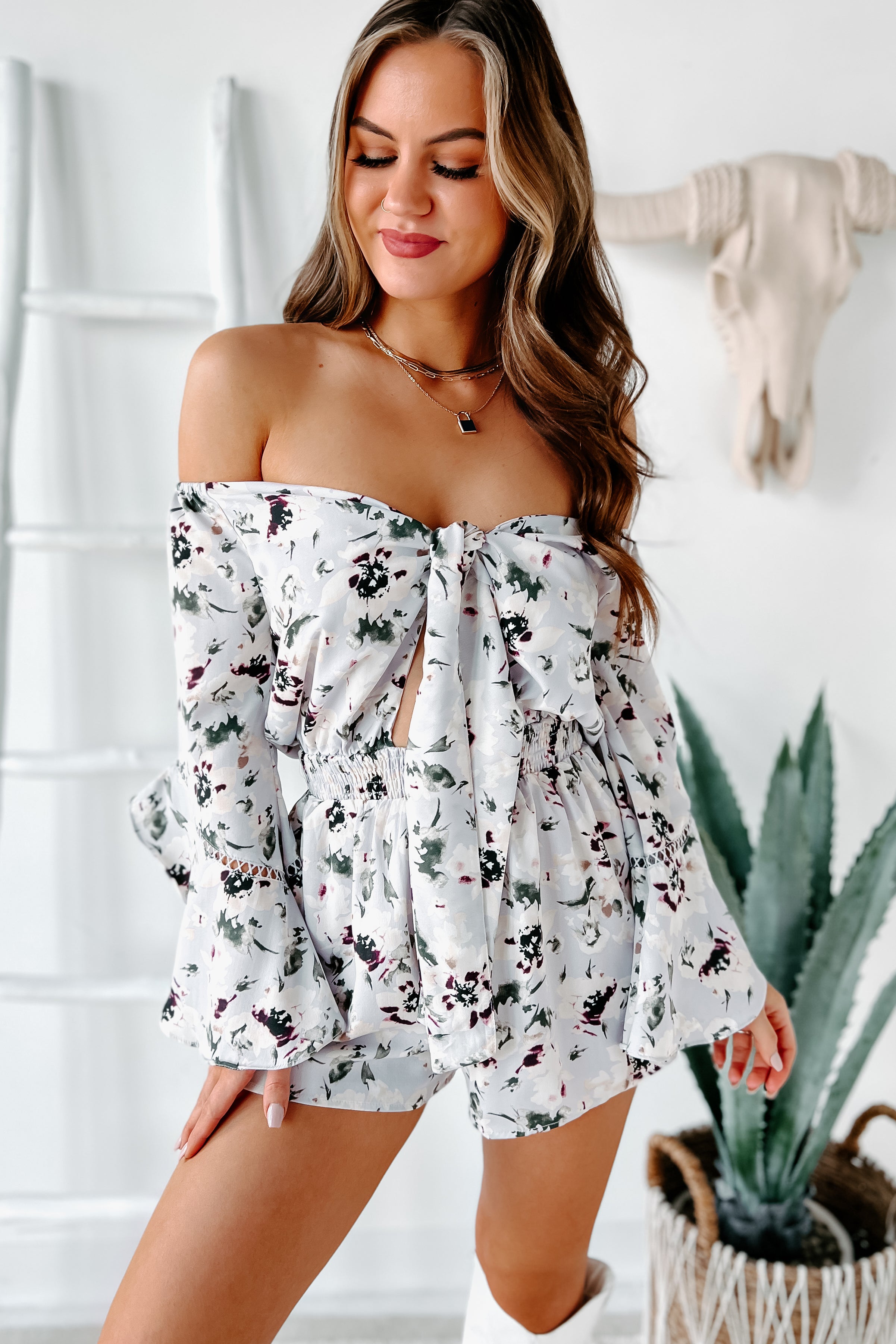 Floral Day Dream Cut Out Floral Romper (Lavender) - NanaMacs