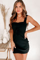 Betina Ribbed Bodycon Mini Dress (Black) - NanaMacs