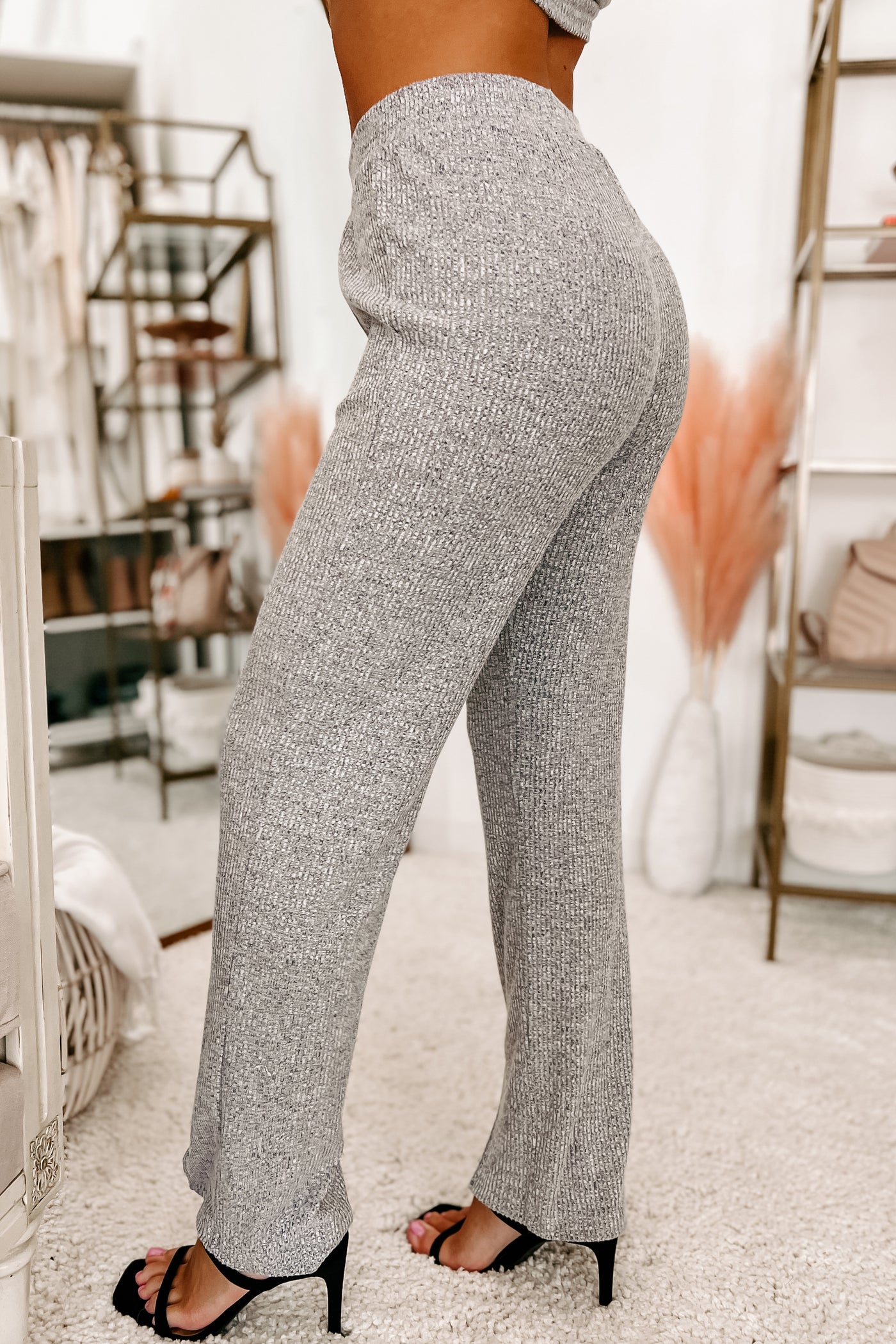 Maximum Comfort Ribbed Pearl Button Lounge Pants (Grey) - NanaMacs