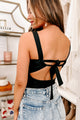 Simply Undeniable Tie-Back Bustier Bodysuit (Black) - NanaMacs